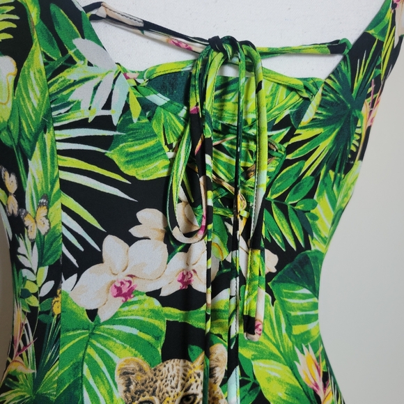 White House Black Market Safari Jungle Cat Maxi Dress Cheetah Lace Up Back 0 - Picture 12 of 16